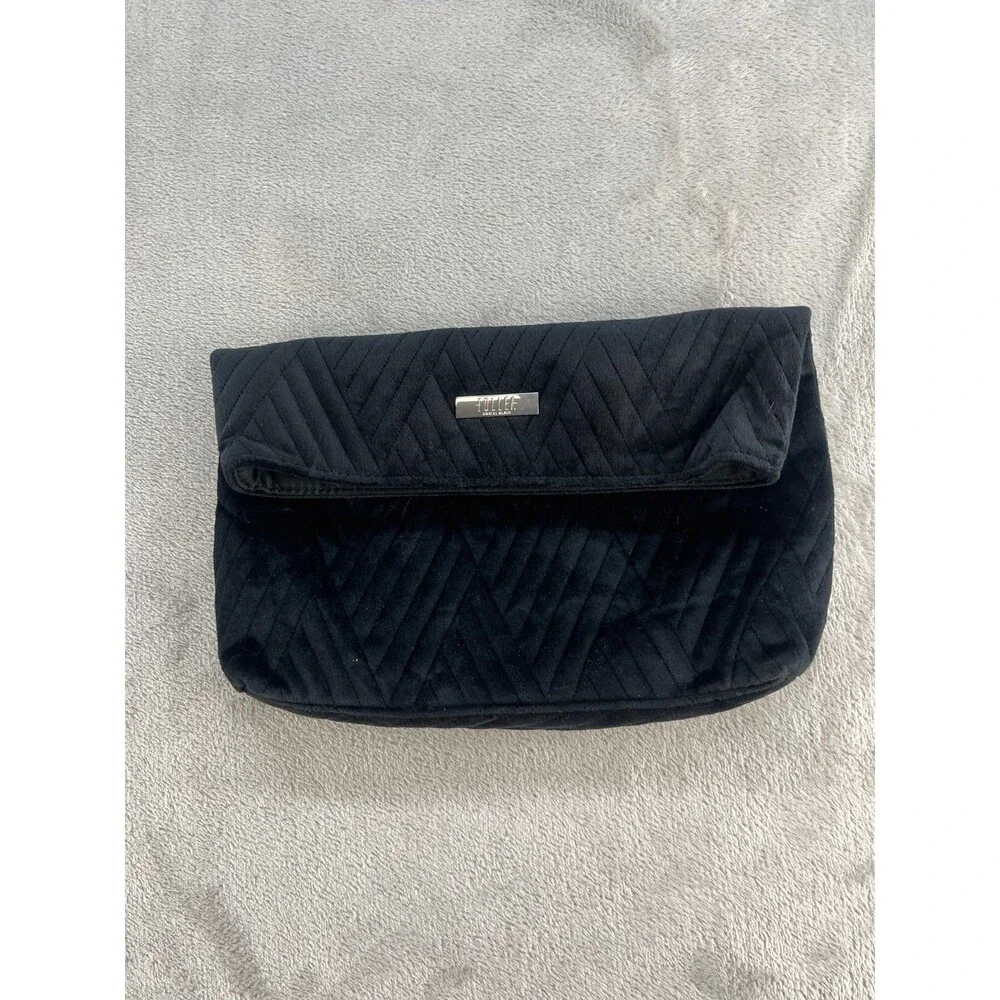 Daniel Alain Black Quilted Velvet Clutch Bag Snap Closure